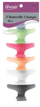 Annie Butterfly Clamps 3" 6 CT Assorted Color