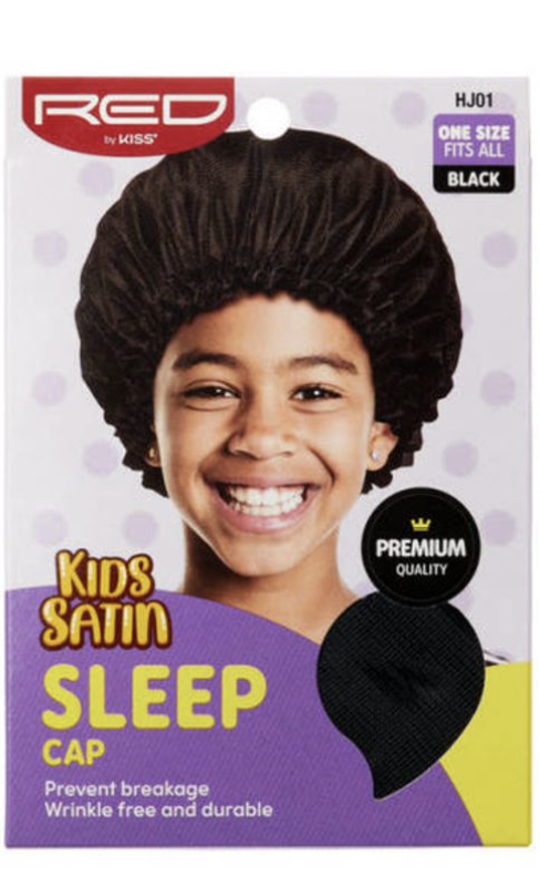 RED Kids Satin Sleep Cap Black #HJ01 - BPolished Beauty Supply