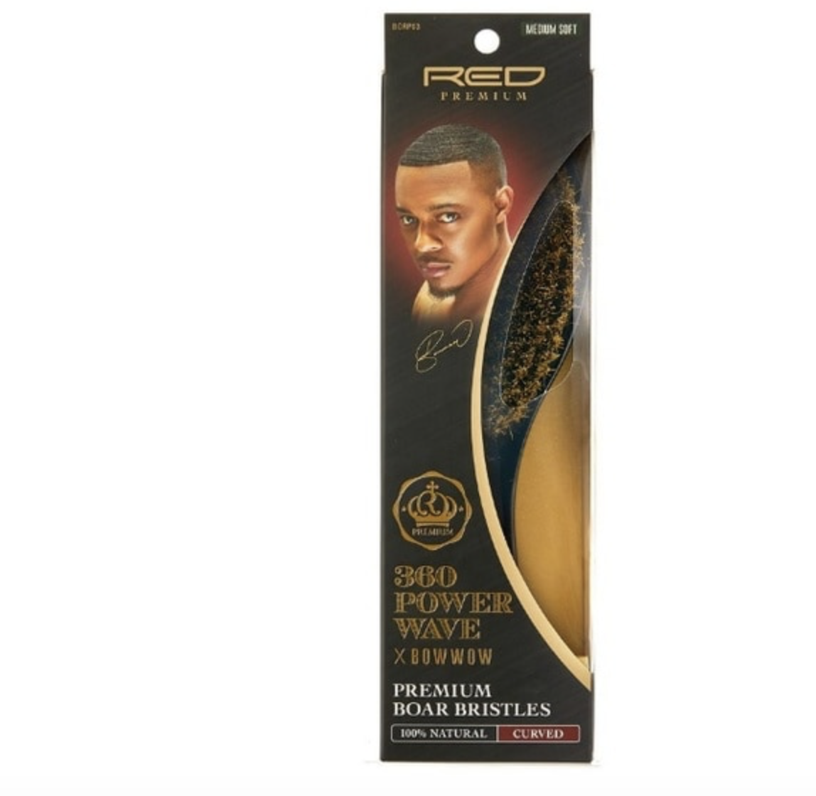 RED Premium | 360 Power Wave X Bow Wow Brush (Medium Soft) Curved WAVE  #BORP03