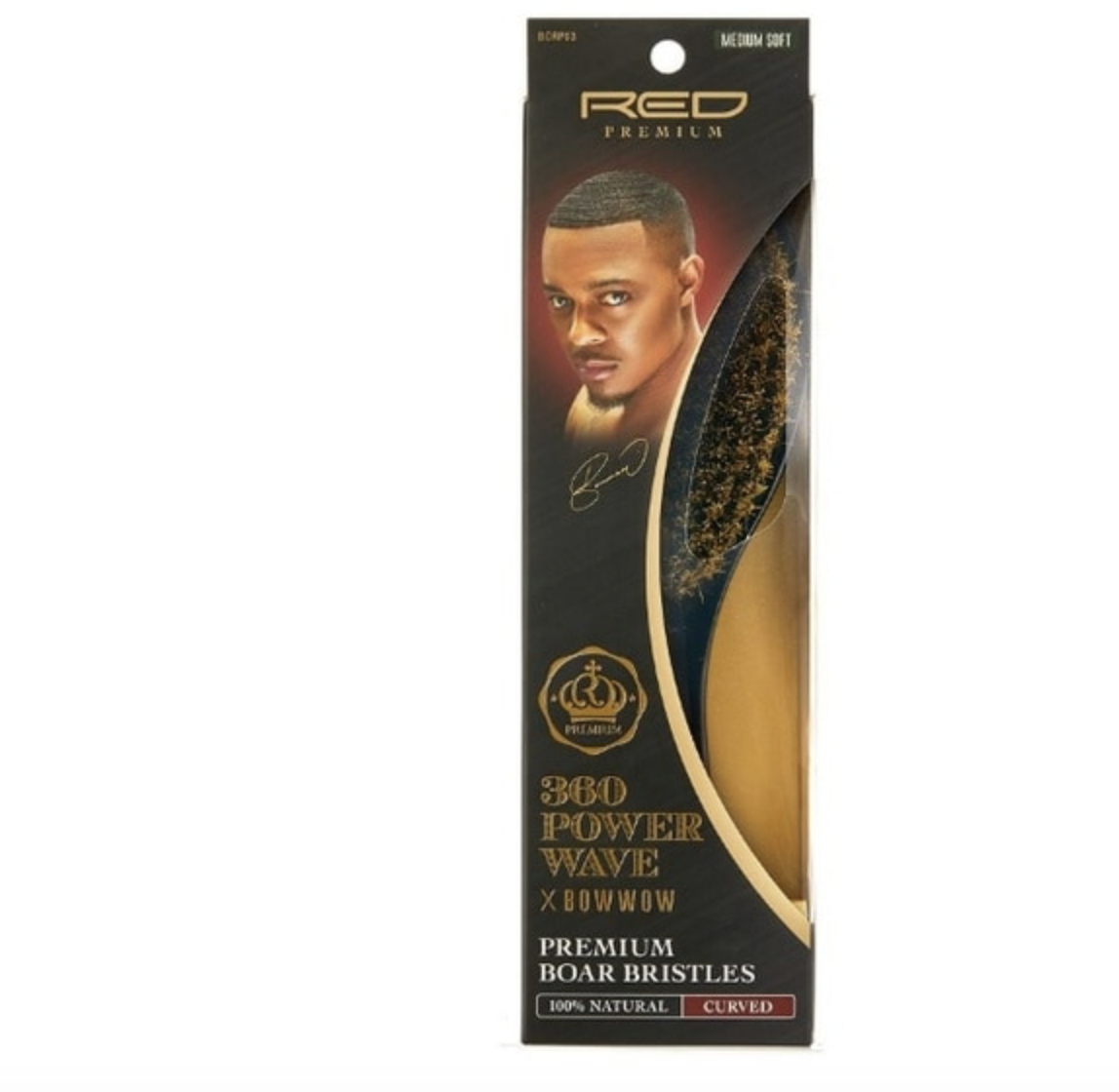 RED Premium | 360 Power Wave X Bow Wow Brush  (Medium Soft)  Curved WAVE #BORP03 - BPolished Beauty Supply
